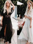 Vestido longo Branco E Preto Saída de praia - feminino