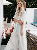 Vestido longo Branco E Preto Saída de praia - feminino