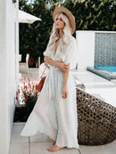 Vestido longo Branco E Preto Saída de praia - feminino