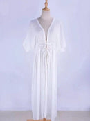 Vestido longo Branco E Preto Saída de praia - feminino