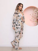 saida de praia tule estampada conjunto camisa com calca