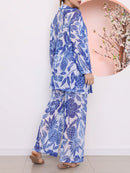 saida de praia tule estampada conjunto camisa com calca