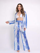 saida de praia tule estampada conjunto camisa com calca