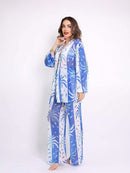 saida de praia tule estampada conjunto camisa com calca