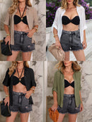 Camisa Feminina Saida de Praia Manga longa - Branca 