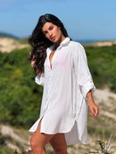 Saída de Praia Camisa Chemise Lisa Moda Praia