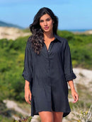Saída de Praia Camisa Chemise Lisa Moda Praia