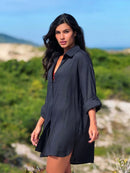 Saída de Praia Camisa Chemise Lisa Moda Praia