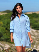 Saída de Praia Camisa Chemise Lisa Moda Praia