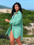 Saída de Praia Camisa Chemise Lisa Moda Praia