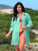Saída de Praia Camisa Chemise Lisa Moda Praia