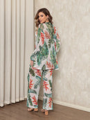 saida de praia tule estampada conjunto camisa com calca