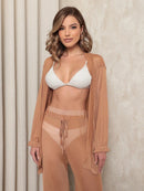 saida de praia tule estampada conjunto camisa com calca