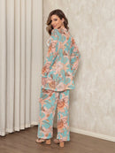 saida de praia tule estampada conjunto camisa com calca