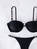 Biquíni Premium com Bojo e Detalhes em Contas – Visual Único para Dias de Sol