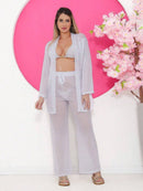 saida de praia tule estampada conjunto camisa com calca