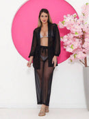 saida de praia tule estampada conjunto camisa com calca