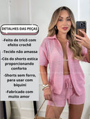 Saída De Praia Conjunto Feminino Moda Praia Look Praiano Rosa