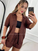 Saída De Praia Conjunto Feminino Moda Praia Look Praiano Rosa