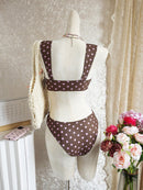 Bikini com Alças Largas e Decote em U com Estampa de Poá de Verão