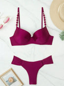 Biquíni Feminino Adulto com Bojo e Alças com Detalhes Dourados – Elegância e Conforto 2026