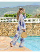 saida de praia tule estampada conjunto camisa com calca