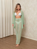 saida de praia tule estampada conjunto camisa com calca