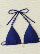 Biquíni Amarrável Com Pingente de Concha e Detalhes Dourados 