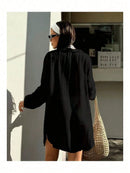 Vestido Feminino Chemise Manga Longa - Botões - Saída de Praia Lançamento Verão