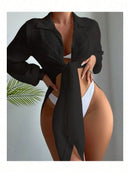 Vestido Feminino Chemise Manga Longa - Botões - Saída de Praia Lançamento Verão