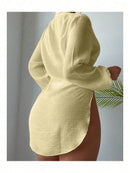 Vestido Feminino Chemise Manga Longa - Botões - Saída de Praia Lançamento Verão