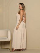 Vestido Longo Serena Luxo Feminino com Bojo, Recorte Frontal