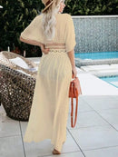 Vestido longo Branco E Preto Saída de praia - feminino