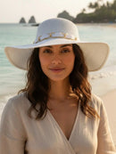Chapéu Feminino Floppy De Praia Com Faixa Corrente Sombreiro