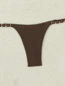 Biquíni Amarrável Com Pingente de Concha e Detalhes Dourados 